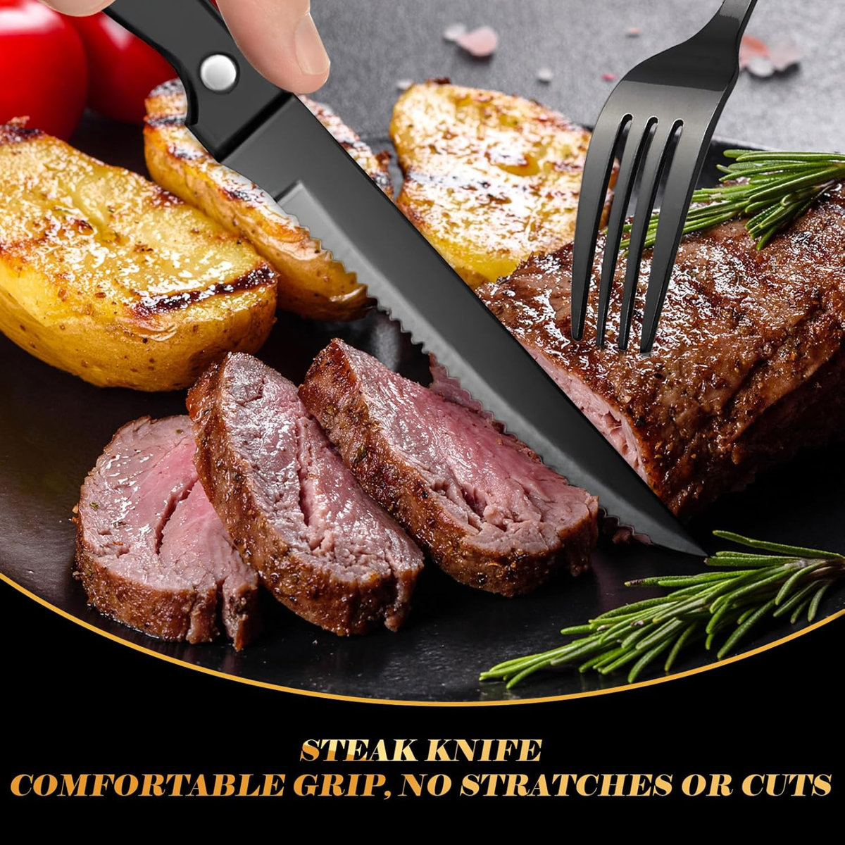 48-piece, 430 Stainless Steel, flatware Set, service For 8, knives, forks, spoons, steak Knives, salad Forks, teaspoons, cutlery Set, silverware, heavy Duty, rustproof